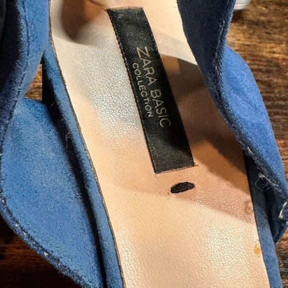 Zara Blue Suede Chunky Heels size 36eu (6us) - Picture 9 of 13